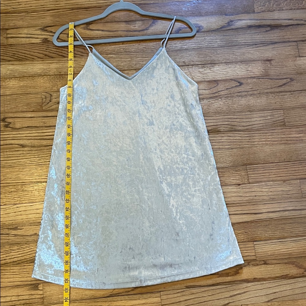 Silver Crushed Velvet Slip Mini Dress by Final Touch Sz S - Picture 6 of 7